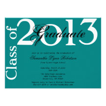 Graduación linda Annoucement/invitación de la turq