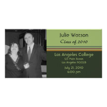 graduación verde simple tarjetas con fotos personalizadas