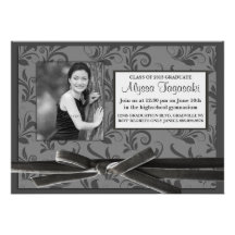 Graduado de plata elegante de la foto de la cinta  comunicados personalizados