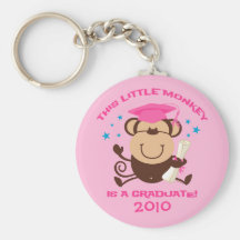 Graduado del mono del chica llaveros personalizados