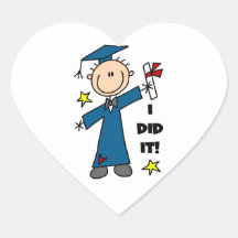 Graduado del muchacho pegatina corazón personalizadas