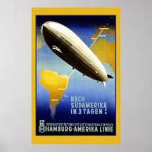 Graf Zeppelin Vintage german Poster