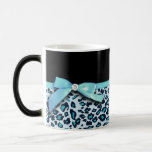 Gráfico azul del arco de la cinta del estampado le tazas
