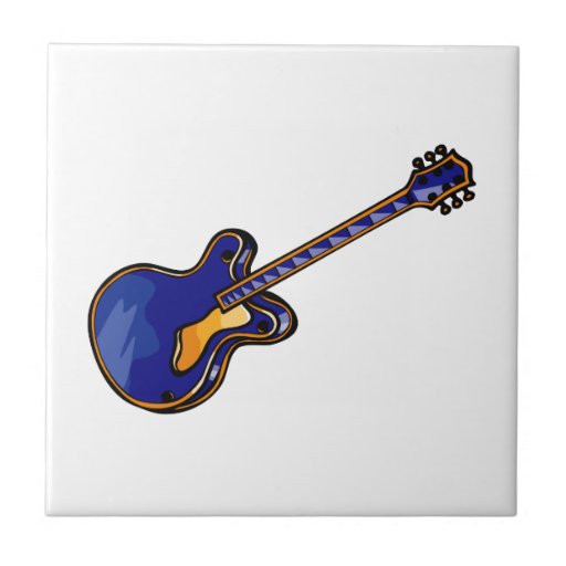 Gráfico azul simple semi hueco de la guitarra teja cerámica