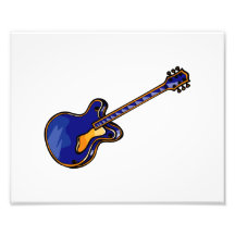 Gráfico azul simple semi hueco de la guitarra impresion fotografica