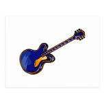 Gráfico azul simple semi hueco de la guitarra tarjeta postal