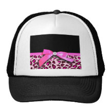Gráfico del arco de la cinta del estampado leopard gorros bordados