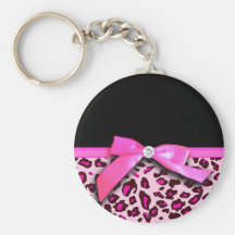 Gráfico del arco de la cinta del estampado leopard llaveros personalizados