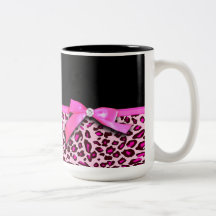 Gráfico del arco de la cinta del estampado leopard tazas