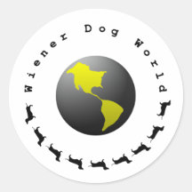 Gráfico del mundo del perro de la salchicha de Fra Pegatina Redonda