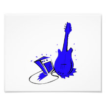 Gráfico plano azul estilizado de la guitarra n amp impresiones fotográficas