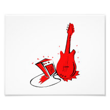 Gráfico plano rojo estilizado de la guitarra n amp impresiones fotograficas
