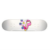 Gráfico rosado del carro de bebé del tema tablas de patinar