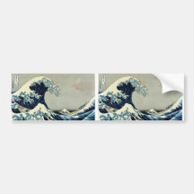 Gran onda de Katsushika Hokusai de Kanagawa Pegatina De Parachoque