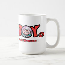 Gran taza grosera del muchacho