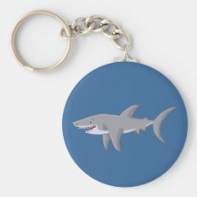 Gran tiburón blanco del dibujo animado llavero personalizado