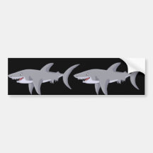 Gran tiburón blanco del dibujo animado pegatina de parachoque