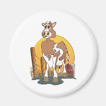 Granero de Guernesey de la vaca del dibujo animado Iman Para Frigorífico