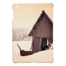 Granero rústico que nieva iPad mini protector