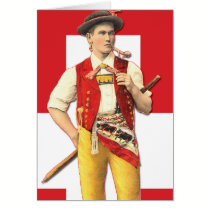 Granjero apuesto de Appenzell en traje tradicional tarjetas