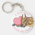 Great dane lleva a cabo el corazón Brindle Llaveros Personalizados