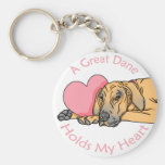 Great dane sostiene el cervatillo UC del corazón Llaveros Personalizados
