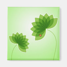 Green Flowers and Ladybug Magnete