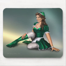 Green Santa Girl Mauspad