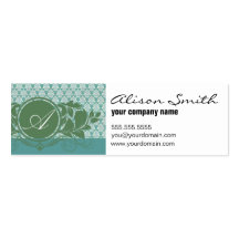 Green victorian monogram plantilla de tarjeta de negocio