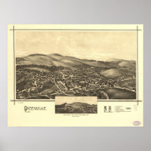 Greenville New Hampshire 1886 mA panorámico antigu Impresiones
