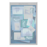 Gris azul de los efectos de escritorio del océano papeleria de diseño