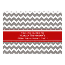 Gris Chevron de la invitación de la fiesta de aniv
