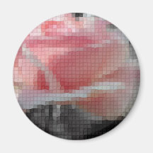 Gris color de rosa rosado del mosaico iman de nevera