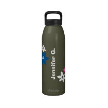 Gris conocido personalizado estampado de flores mo botellas de agua