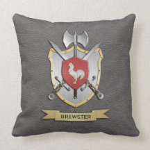 Gris del escudo de la batalla del gallo almohada
