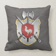 Gris del gallo del escudo de la batalla cojines