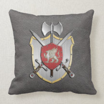 Gris del grifo del escudo de la batalla almohada