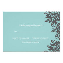 Gris floral sellado RSVP del boda Invitaciones Personalizada