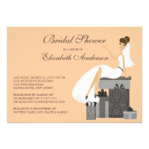 Gris nupcial del melocotón de la invitación de la 