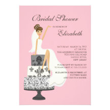 Gris nupcial del rosa de la invitación de la ducha