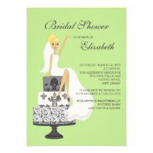 Gris nupcial del verde de la invitación de la duch