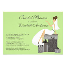 Gris nupcial del verde de la invitación de la duch