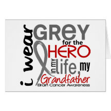 Gris para mi cáncer de cerebro del abuelo del héro tarjetas