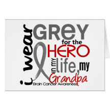 Gris para mi cáncer de cerebro del abuelo del héro felicitación