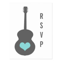 Gris/postal de RSVP del corazón de la guitarra de  tarjetas postales