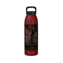 Gris rojo del moho de Paisley del Grunge metálico  Botella De Agua