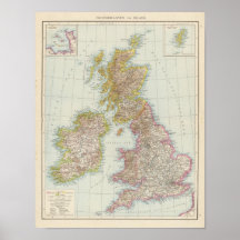 Grossbritannien, Irland - mapa de Reino Unido, Irl Impresiones