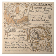 Grúa de Gualterio del vintage: Gallo y lobo y cord Teja Cerámica