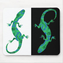 Grüner Gecko ArtDeco black and white design Mauspad