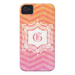 Grunge anaranjado Chevron de las rosas fuertes rub Case-Mate iPhone 4 Protectores